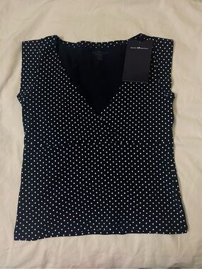 Brandy Melville Navy Polka Dot Amara Top